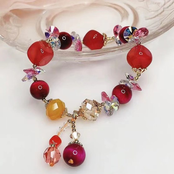 Natural Agate Half Treasure for Prosperity Tiger's Eye Bracelet