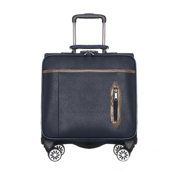 Business 16 inch small pull rod luggage compartment, universal wheel leather, high-end feel, password login case